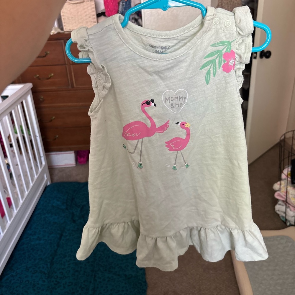 Garanimals Light Green Flamingo Dress